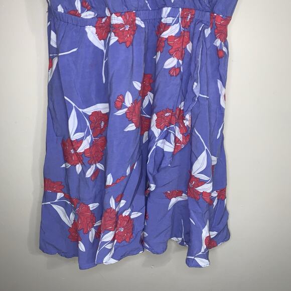 Express Purple Floral Spaghetti Straps Mini Wrap Dress Size M - Picture 3 of 10